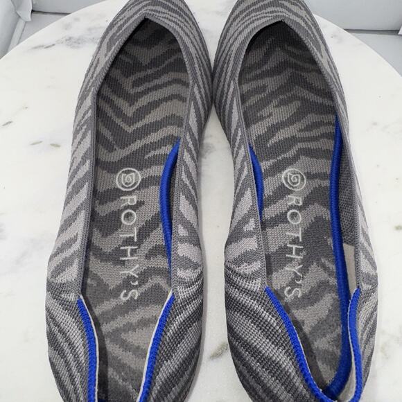 Rothy’s The Point Flats Women’s 11.5 Zebra Print Gray Knit Eco-Friendly Shoes - Picture 7 of 12